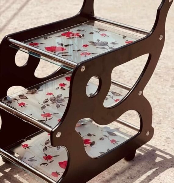 Floral Wooden Tea Trolley