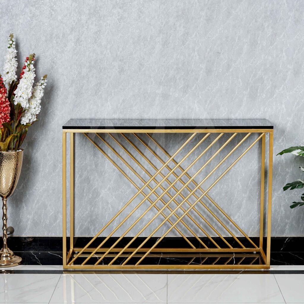 Gold Geometric Console Table
