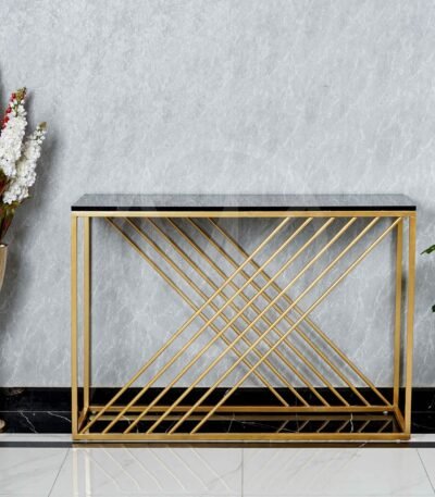 Gold Geometric Console Table