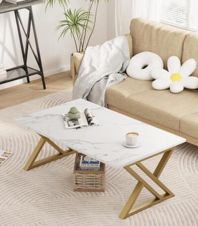 Luxe X-Frame White Coffee Table