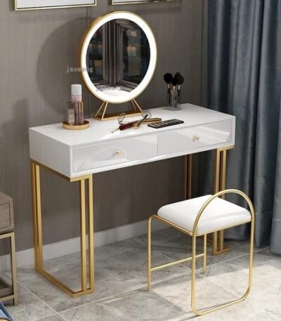 LuxeGold Vanity Table with Mirror