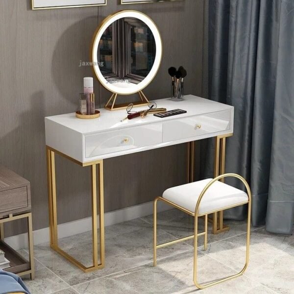LuxeGold Vanity Table with Mirror