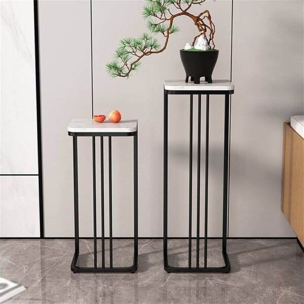 Marble-Top Plant Stand Set – 2 Pieces