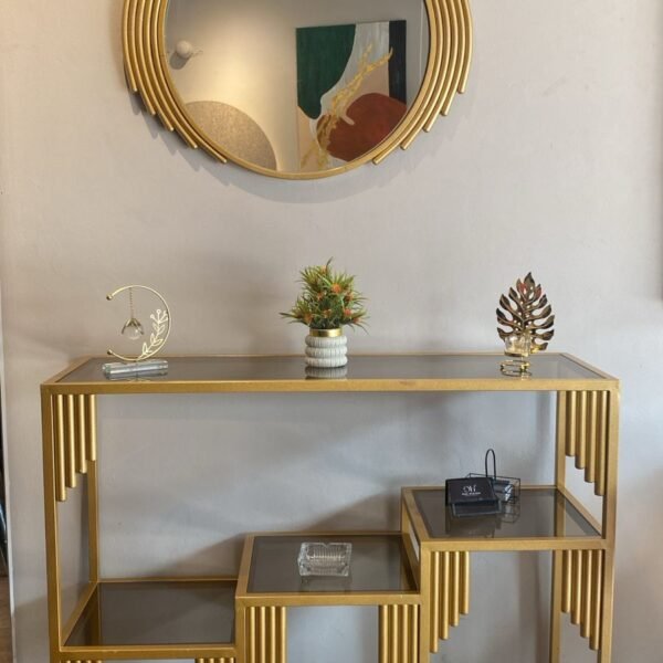 Modern Gold Console Table with Mirror