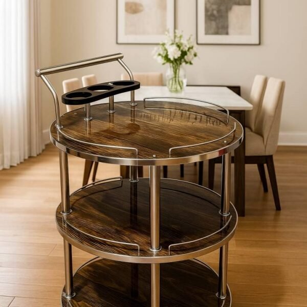 Round Wooden Tea Trolley