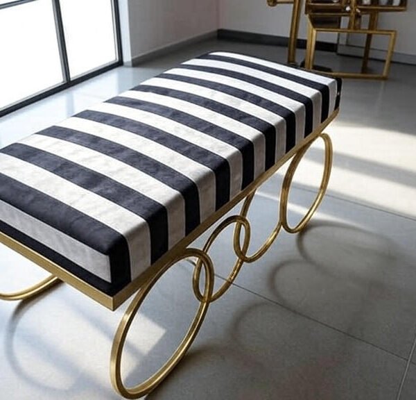 Striped Velvet Bench