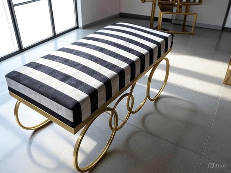 Striped Velvet Bench