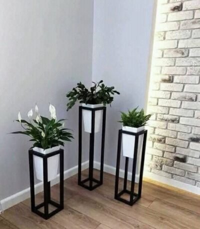 Modern Geometric Plant Stands Set