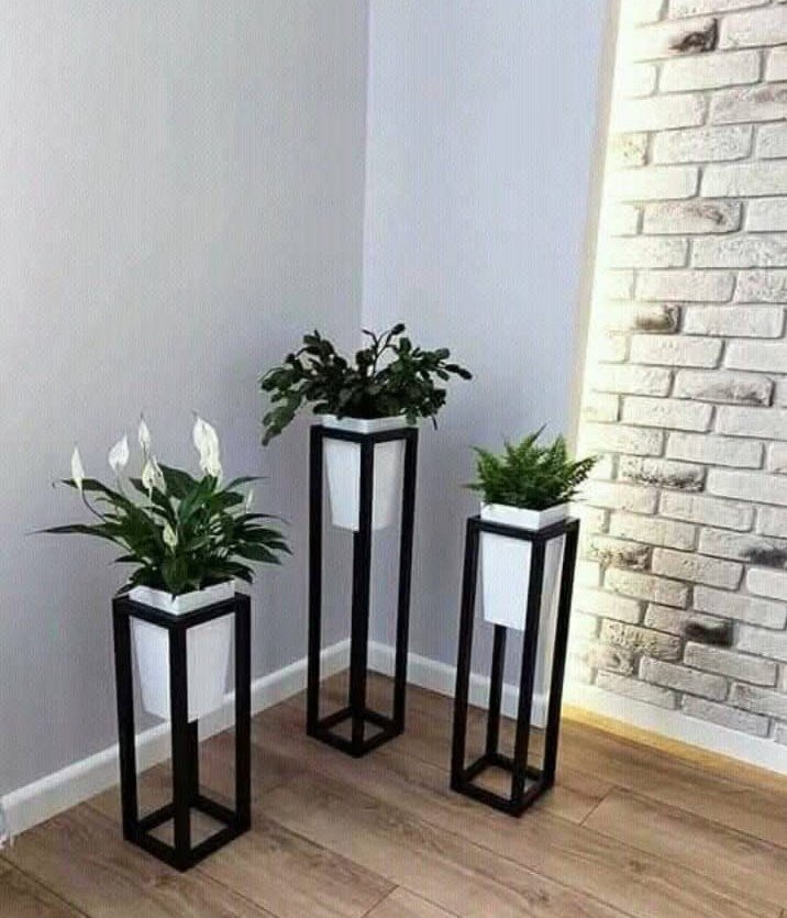 Modern Geometric Plant Stands Set